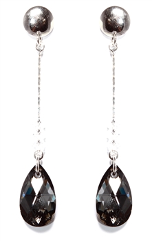 Black Crystal Long Tear Drop Earrings