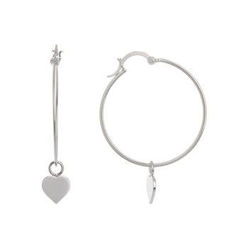 Hanging Heart and Hoop Earrings