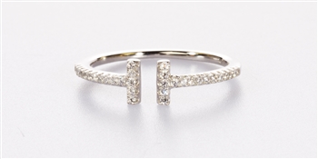 Double Bar .925 Sterling Silver and CZ Ring