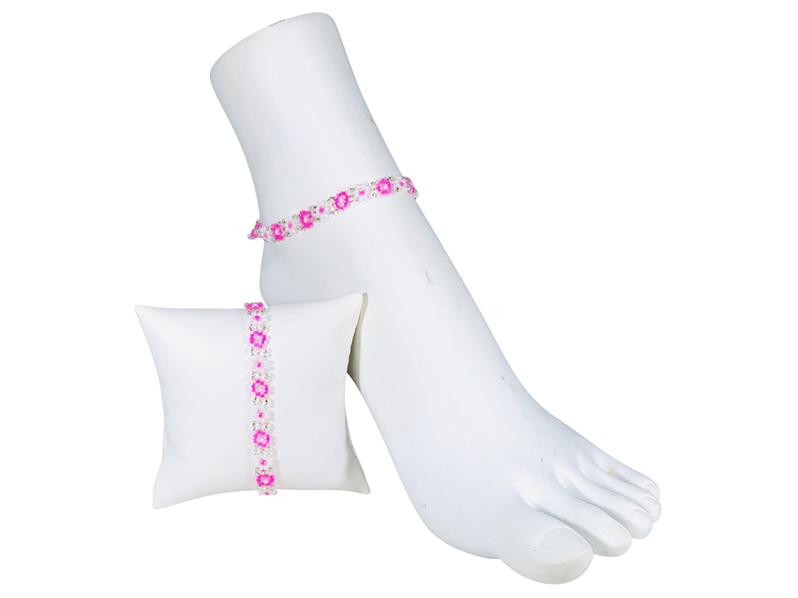 Anklet - Flower Chain Pink/White