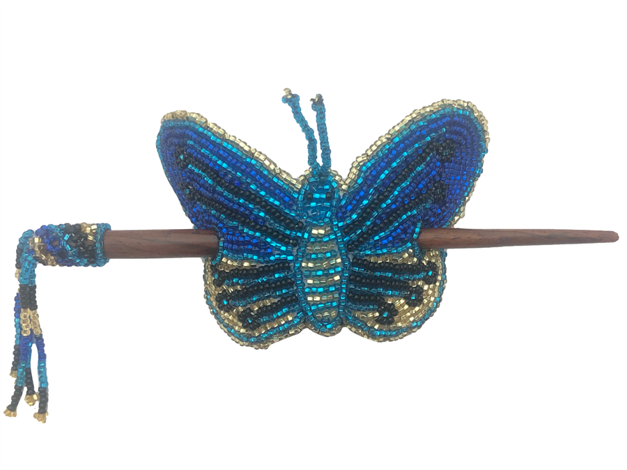 Barrette-Butterfly w/ wood rod Blues