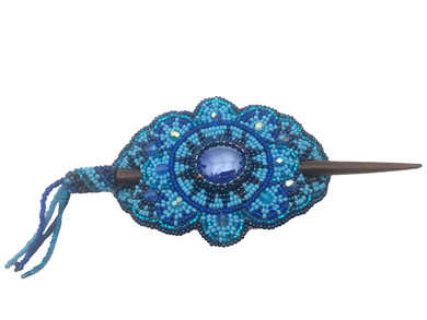 Barrette - Oval Baby Blue/Iridescent Blue