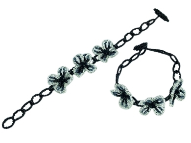 Bracelet - Tres Flores Black, Grey & Silver