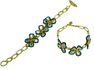 Bracelet - Tres Flores Gold, Coffee & Turquoise