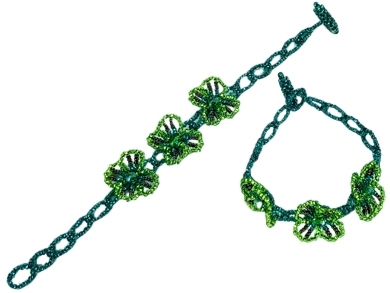 Bracelet - Tres Flores Emerald, Lime & Coffee