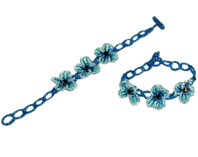 Bracelet - Tres Flores Aqua, Silver & Light Blue