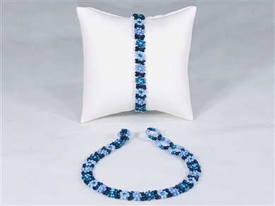 Bracelet - Flower Chain Periwinkle Blue/Aqua/Black