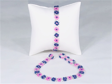 Bracelet - Flower Chain Pink/Lilac/Silver