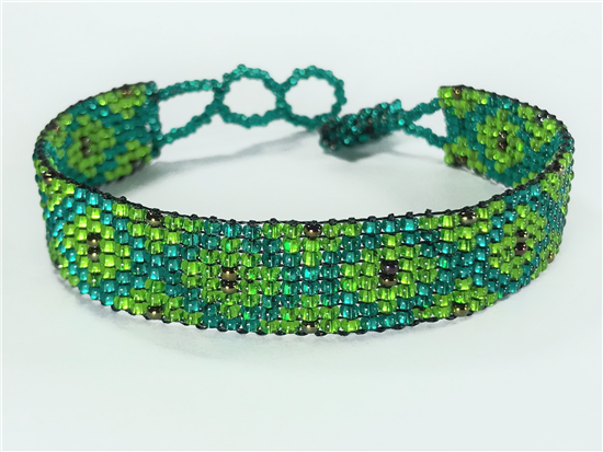 Friendship Bracelet, Lime/Emerald, Loom