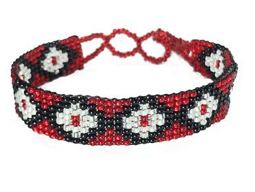 Friendship Bracelet, Red/Silver, Loom