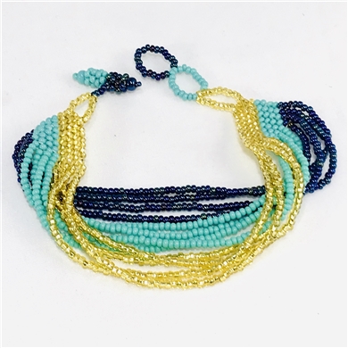 Bracelet Mia - Gold/Turquoise/Peacock Blue