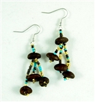 Earrings - Roasted Coffee Beans Turquoise/Coffee/Gold
