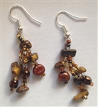 Earrings- Gold Bronze Dangle with pearls