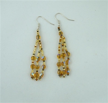 Earrings- Gold Crystals Dangle