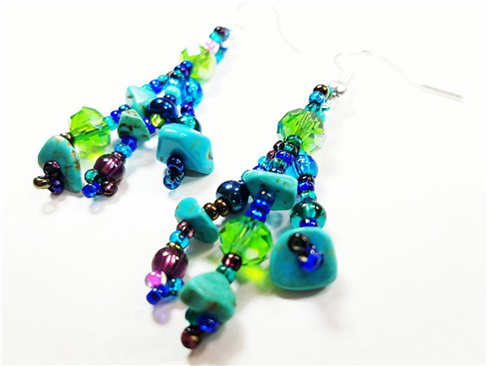 Elena Earrings - Turquoise/Grape/Blue