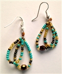 Earrings - Hoops Gold/Coffee/Turquoise
