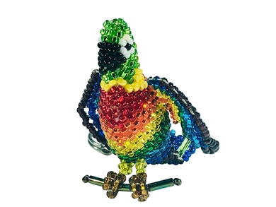 Keychain Charm - Parrot - Rainbow on Perch
