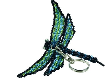 Keychain Charm - Dragonfly - Aqua/Lime/Black