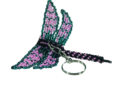 Keychain Charm - Dragonfly - Pink/Aqua/Black