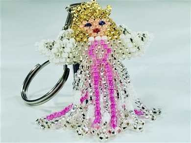 Keychain Charm - Angel - Pink Ribbon, Blonde (Breast Cancer)