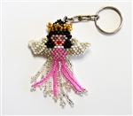 Keychain Charm - Angel - Pink Ribbon, Black Hair (Breast Cancer)