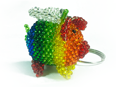 Keychain Charm - Pig - Flying - Rainbow