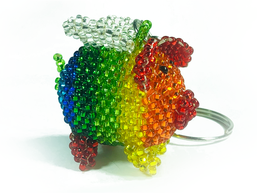 Keychain Charm - Pig - Flying - Rainbow