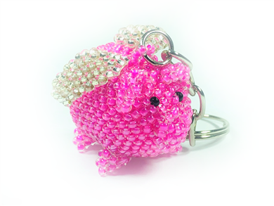 Keychain Charm - Pig Flying Pink