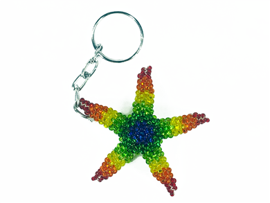 Keychain Starfish Charm - Rainbow