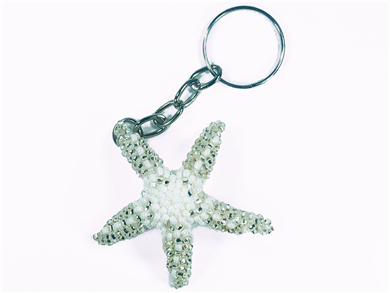 Keychain Charm - Starfish - White & Silver