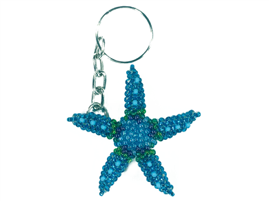 Keychain Charm - Starfish - Aqua