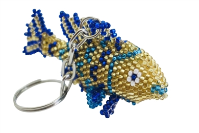 Keychain Charm - Table Fish - Gold/Aqua