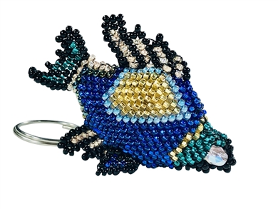 Keychain Charm - Angel Fish - blue/black/gold/emerald