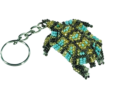 Keychain Charm - Turtle, Turquoise, Gold