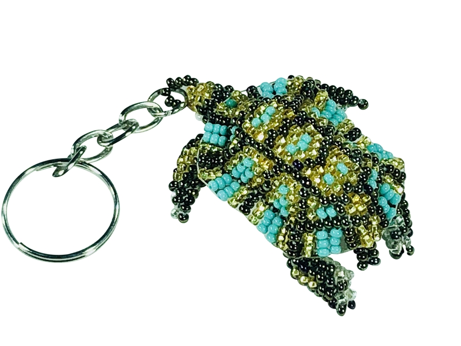 Keychain Charm - Turtle, Turquoise, Gold