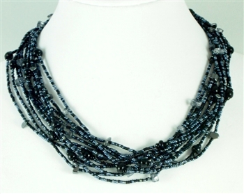 12 Strand Necklace Black