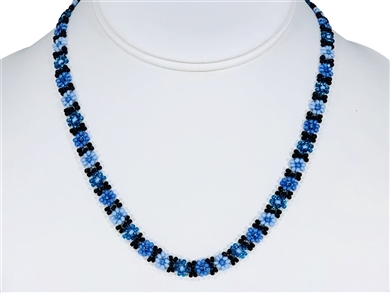 Necklace - Flower Chain Periwinkle Blue/Aqua/Black