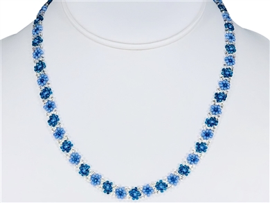 Necklace - Flower Chain Periwinkle Blue/Aqua/Silver