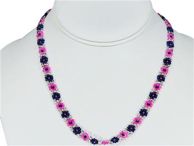 Necklace - Flower Chain Pink/Lilac/Silver
