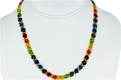 Necklace - Flower Chain Rainbow/Gold