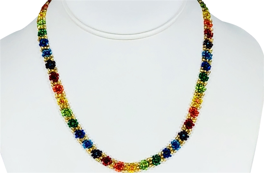 Necklace - Flower Chain Rainbow/Gold
