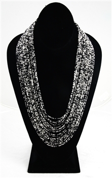 Necklace - Tanya Cascade 24 Strand Silver/Black