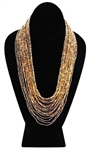 Necklace - Tanya Cascade 24 Strand Gold/Bronze