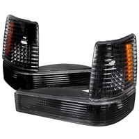 1993 - 1998 Jeep Grand Cherokee Bumper Lights + Corner Lights - Black