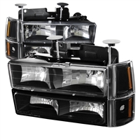 1994 - 1998 GMC C/K Series Euro Style Headlights + Bumper + Corner Lights - Black