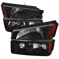 2002 - 2006 Chevy Avalanche (W/ Body Cladding) Euro Style Headlights + Bumper Lights - Black