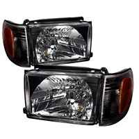 1999 - 2002 Toyota 4 Runner Crystal Headlights + Corner Lights - Black