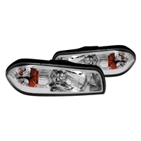 1987 - 1993 Ford Mustang 1PC Crystal Headlights - Chrome