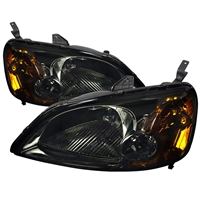 2001 - 2003 Honda Civic 2Dr / 4Dr Crystal Headlights - Smoke