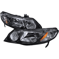 2006 - 2011 Honda Civic 4Dr Euro Style Headlights - Black